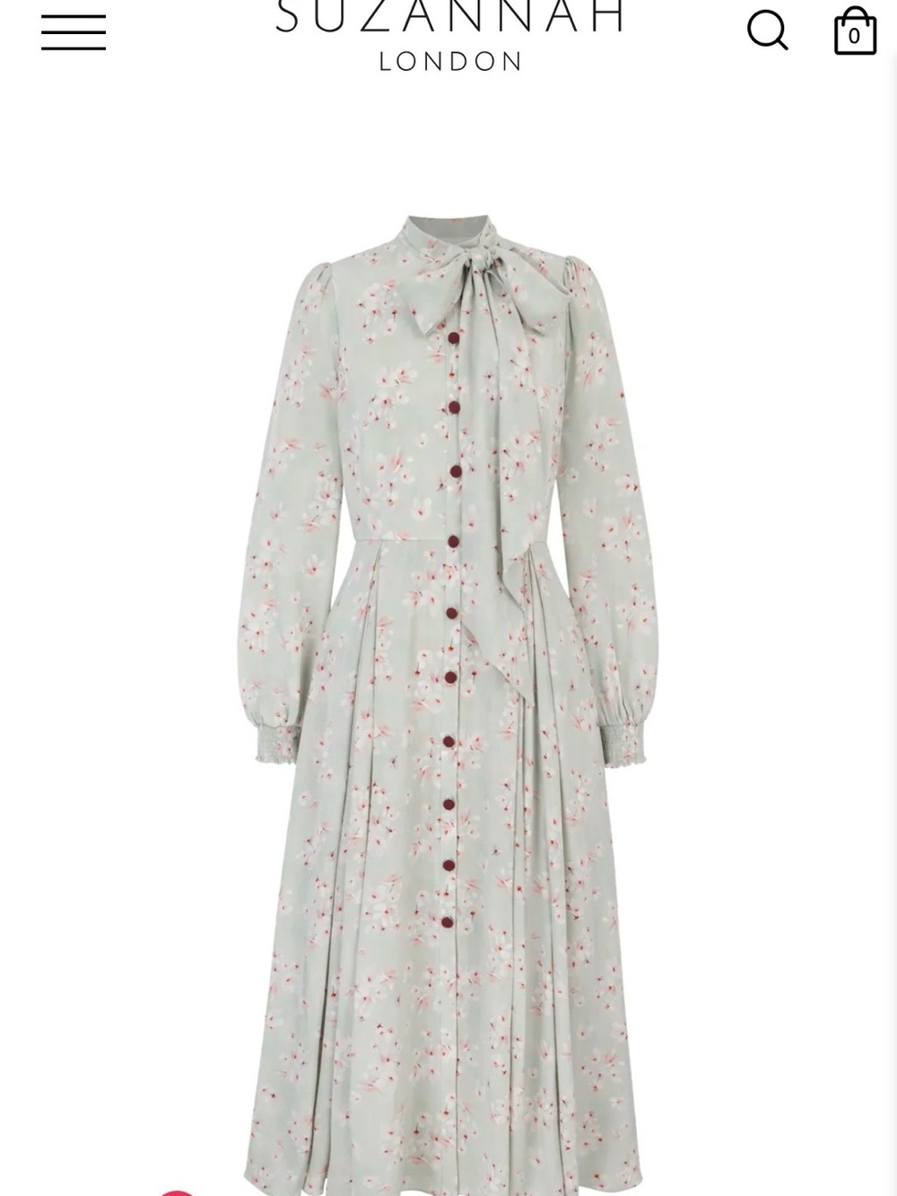 Suzannah London Silk Floral Long-Sleeve Tie-Neck Dress